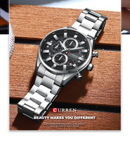 Montres pour hommes Curren 8495, bracelets en acier inoxydable, design tendance, montres chronographes pour hommes d'affaires, grande taille, montre de luxe dorée