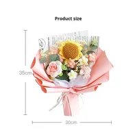 Buket Bunga Matahari dan Mawar Buatan Rajutan Tangan Modern untuk Natal, Ulang Tahun, Wisuda, dan Hari Valentine (Grosir, Lintas Negara)