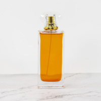 Flacon de parfum vide en verre transparent carré de luxe 50ml/100ml pour emballage cosmétique, logo personnalisable