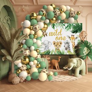 Arche de ballons sur le thème de la <span class=keywords><strong>jungle</strong></span> Safari Girafe Grain Abricot Or Blanc Sable Ballons pour Baby Shower 1er <span class=keywords><strong>anniversaire</strong></span> de garçon <span class=keywords><strong>Décoration</strong></span> de fête - Product Image 6