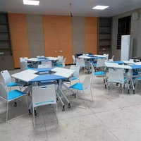 Vente en gros de mobilier de bureau design Tables de formation pliantes en bois blanc E1 respectueuses de l'environnement pour une salle de formation