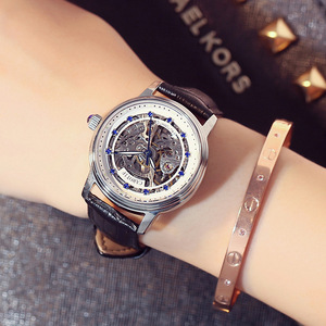 Reloj Mecánico CAROTIF <span class=keywords><strong>1008</strong></span> para Mujer, Personalizable, con Correa de Cuero Ecológico, Tourbillon, Esqueleto, Bajo MOQ, Estilo Casual y de Negocios - Product Image 4
