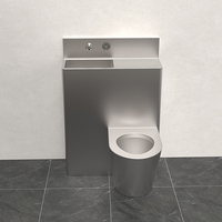 Évier de toilette monobloc personnalisable en acier inoxydable au design moderne avec siphon en P pour la salle de bain, prison intégrée en acier