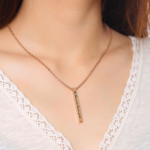 Unisex stile minimalista su misura collana in acciaio inox con placcatura in <span class=keywords><strong>oro</strong></span> inciso <span class=keywords><strong>parole</strong></span> incoraggianti e barra verticale - Product Image 5