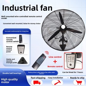 พัดลมติดผนังขนาด 30 นิ้ว รีโมทคอนโทรล พัดลมไฟฟ้าอุตสาหกรรม พัดลมติดผนังกำลังลมสูง พัดลมแบบมีขาตั้ง พัดลมแบบส่ายได้ แรงลมทรงพลัง - Product Image 4