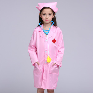 Disfraces de médico y enfermera para niños, batas blancas y rosas con estetoscopio, juego de rol para niños de 5 a 7 años - Product Image 2