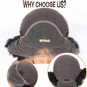 Nouvelle mode 13*4 pleine dentelle avant afrique perruque haute densité naturel noir <span class=keywords><strong>afro</strong></span> crépus bouclés terre sillon <span class=keywords><strong>laine</strong></span> rouleau <span class=keywords><strong>cheveux</strong></span> explosifs - Product Image 6