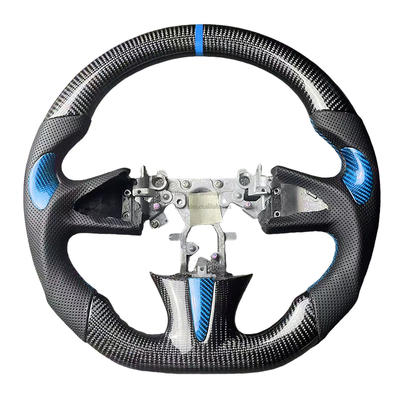 Cuir + poignée de fibre de carbone + couture bleue de rayure