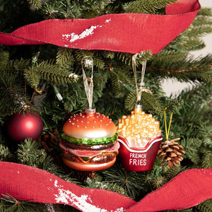 Bán Buôn Cá Nhân Giáng Sinh Cây Treo Thủy Tinh Bóng Trang Trí Tùy Chỉnh Bánh Hamburger Khoai Tây Chiên Thủy Tinh Trang Trí Hộp Đóng Gói - Product Image 3