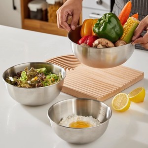 Stainless Steel Mixing Bowl Set 3 Pcs Measuring Salad Baking Bowls Kitchen Cooking <b>Tools</b> Dishwasher <b>Safe</b> - Product Image 1