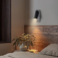 Lámpara de Pared Moderna Ajustable para Cabecera de Cama, Giratoria, de Aleación de Aluminio, Diseño Minimalista, Flexible, Plegable, para Lectura, 3W