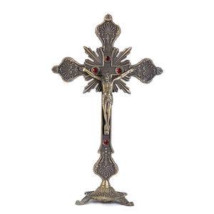Metalllegierung Gold Kirchenreliquien Wand-Kruzifix Jesus Christus auf dem Ständer Kreuz Wand-Kruzifix Antike Heim-Kapellen-Dekoration - Product Image 3