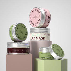 Boîte en aluminium ronde pour cosmétiques de 50g, 80g, 120g, pour masque nettoyant, masque d'argile, avec couvercle à vis, étiquette personnalisée - Product Image 1