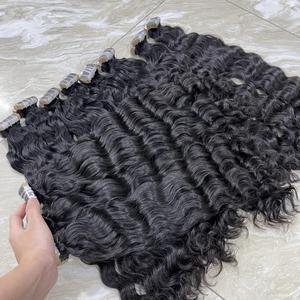 Bande de cheveux vietnamiens vierges bruts dans l'eau vague couleur naturelle ruban de haute qualité dans les extensions pour les femmes noires - Product Image 4