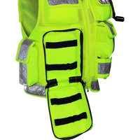 Gilet di Sicurezza Fluorescente Verde Lime Classe 2 con Logo Stampato, per Emergenze e Lavoro Medico, con Grandi Tasche Posteriori