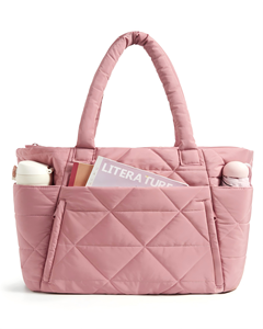Bolso Tote Acolchado con Cremallera, Bolso de Hombro Grande con Compartimentos para Viajes, Trabajo, Gimnasio - Product Image 5
