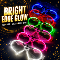 Lunettes LED Cœur Nouvel An à piles, lumineuses, pour fêtes, vente en gros pour organisateurs d'événements, kits de photomaton et célébrations