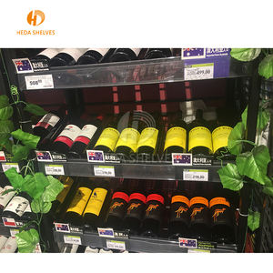 מודרני עיצוב פלדת מבנה כפול צד עץ גונדולה משקאות חנות מדפי עבור יין תצוגה - Product Image 2