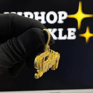 Fashion Tanahiry <b>Name</b> Pendant 2 Inch Gold Plated Iced Out Moissanite Hip Hop <b>Necklace</b> Charm for Men Women Streetwear - Product Image 1
