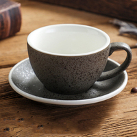 Ensemble de tasses et soucoupes à café expresso en céramique rétro granit, tasse à cappuccino, tasse à latte
