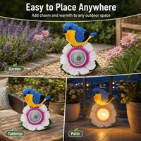 Lumière décorative solaire en résine, oiseau sur fleur, pour jardin, figurine décorative d'extérieur, fleur lumineuse LED pour cadeau