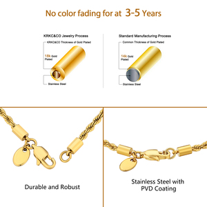 Bracciale a catena a corda intrecciata placcato oro 18K in acciaio inossidabile impermeabile da uomo e donna, alla moda, che non sbiadisce, con maglie a torsione da 3mm, 6mm, 2.5mm - Product Image 5