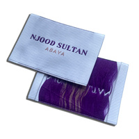 Étiquettes tissées rectangulaires personnalisées écologiques en satin, impression numérique, bords découpés au laser, pour col, taille, manches et étiquettes de lavage