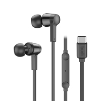 Écouteurs intra-auriculaires filaires Budi 1,2 m avec commande mains libres, basses profondes, TWS, pour jeux, type C, compatibles avec les téléphones 15 16, prise USB-C