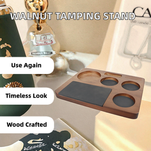Estación de Prensado de Café, Clásica, Cuadrada, de Madera de Nogal, Organizador de Herramientas para Barista, Reutilizable - Product Image 2