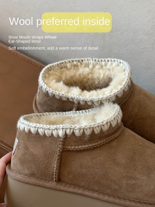 <span class=keywords><strong>Stivaletti</strong></span> da Donna Casual <span class=keywords><strong>con</strong></span> Suola Spessa, in Vera Pelle e Lana, Imbottiti in Cotone, Stivali da Neve in Pelle di Pecora - Product Image 2