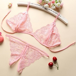 Conjunto de sujetador y tanga de encaje negro, lencería sexy para mujer, ropa interior transparente de dos piezas, ropa íntima. - Product Image 4