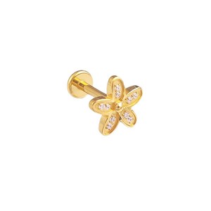 Boucles d'Oreilles Labret en Acier Inoxydable avec Fleur Étoile et Lèvres Piercing Zircon Monroe Anneau d'Oreille Tragus Helix Piercing Cartilage, 1 Pièce - Product Image 2