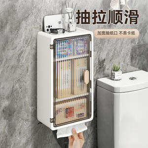 กล่องเก็บของติดผนังห้องน้ำแบบมินิมอล ชั้นวางพลาสติกสีขาวรูปสี่เหลี่ยมผืนผ้าสำหรับกระดาษชำระและผ้าอนามัย ทนทาน - Product Image 5