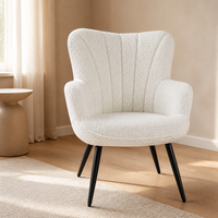 Fauteuil de salle à manger moderne Yaheetech en tissu bouclé avec dossier haut, couleur ivoire, mobilier pour la maison