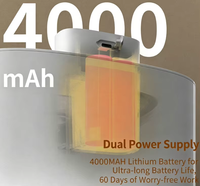 Fontaine à eau intelligente haut de gamme pour animaux de compagnie 3,2 L ABS 4000 mAh Distributeur d'eau rechargeable avec séparation électrique pour chats et chiens d'intérieur