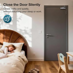 Calzibeno Automatic Door Closer 55-100kg Adjustable Speed Silver Aluminum Minimalist Design for Home Light Commercial Use - Product Image 3