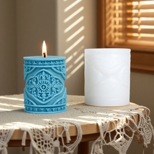 Moule à bougie en silicone réutilisable écologique de forme cylindrique à motifs traditionnels pour la décoration de la maison Bougies parfumées - Product Image 3