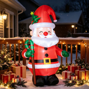 Modelo Inflable de Santa Claus con Bastón de Caramelo, Decoración de Jardín para Exteriores, Adorno Festivo para Crear Ambiente - Product Image 2