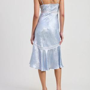 Vestido Midi de Mujer con Tirantes Finos y Encaje, Diseño Floral Fruncido, Elegante y Casual para Verano, Fabricación Personalizada de Alta Calidad - Product Image 1