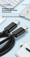 Câbles de charge pour téléphone portable 1M 2M 3M PD 60W en PVC et nylon tressé USB-C vers Type-C 3A Charge rapide Synchronisation des données