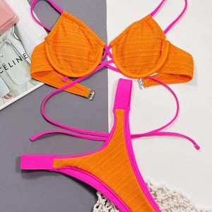 Yy6131 Tùy Chỉnh Rắn Hight Eo Halter Bikini Thong Hai Mảnh Thiết Lập Phụ Nữ Mục Tiêu Áo Tắm Nhà Cung Cấp Đồ Bơi Cho Phụ Nữ - Product Image 6