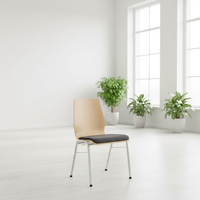Chaise de conférence en contreplaqué courbé avec cadre chromé, chaise de banquet pour formation