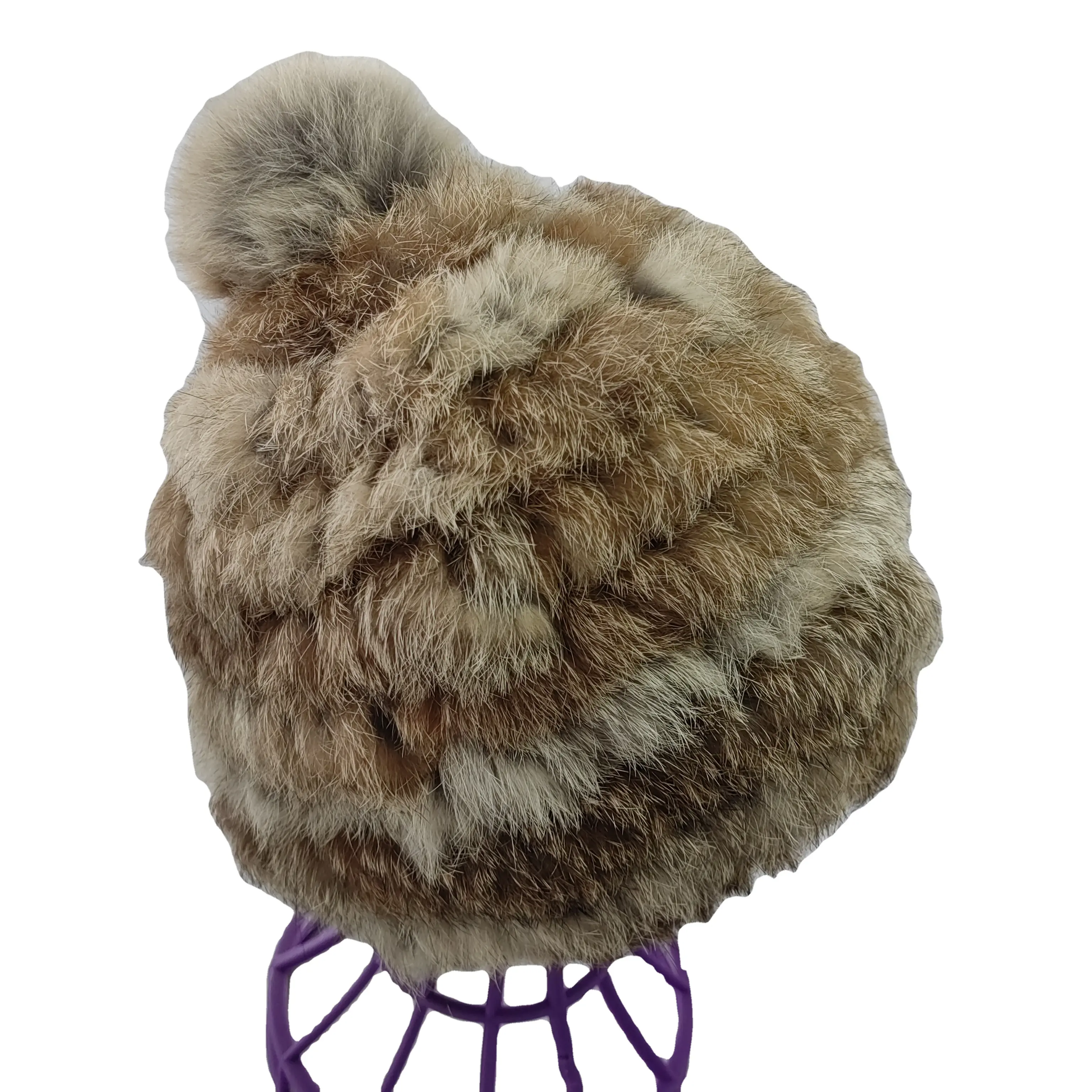 Hot sale knit fur hat scarf knitted fur hat women's fur hat genuine mink knitted beanie