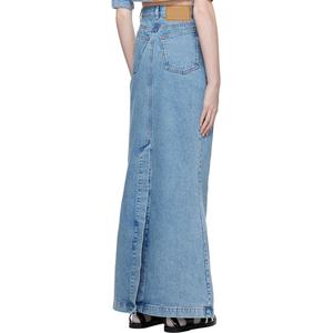 Jupe longue en jean bleu 100 % coton personnalisée, évasée, à queue de poisson, pour femme - Product Image 4