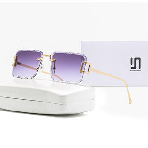 Lunettes de soleil Dlisha pour femmes, monture métallique sans cadre, verres PC UV400, légères, design carré, type 3, pare-soleil - Product Image 1