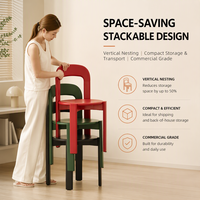 Chaise Rey en bois massif, couleur unie, style rétro du milieu du siècle, empilable, avec dossier, pour café et restaurant - Vente chaude