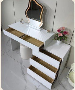 Modern White Makeup Vanity <b>Desk</b> with LED Mirror Dressing Table Storage <b>Cabinet</b> Bedroom Home Use - Product Image 4