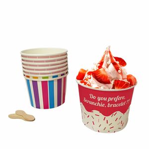Thân thiện với môi dùng một lần Cốc giấy cho Ice Cream và sữa chua đông lạnh bao bì container với nắp đậy và thìa - Product Image 2
