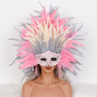 Masque en plumes élégant fait à la main pour bal masqué, accessoires de costume de fête unisexe pour adultes
