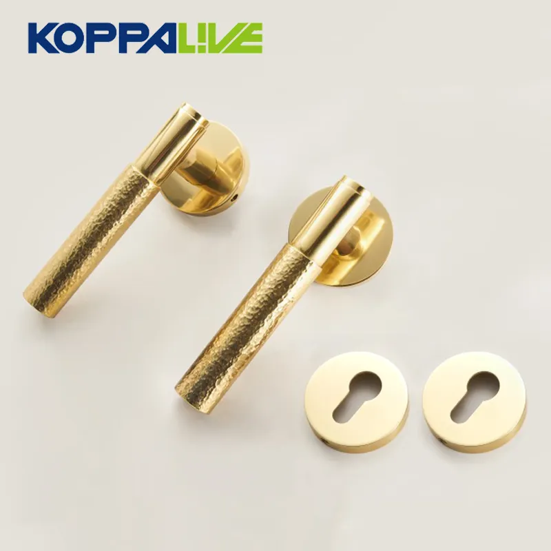 KOPPALIVE Classic hammered brass American door handle pure copper high standard door lock set